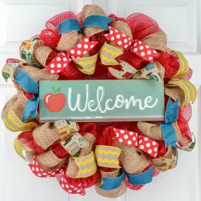 Back to School Teacher Gift, Apple Wreath