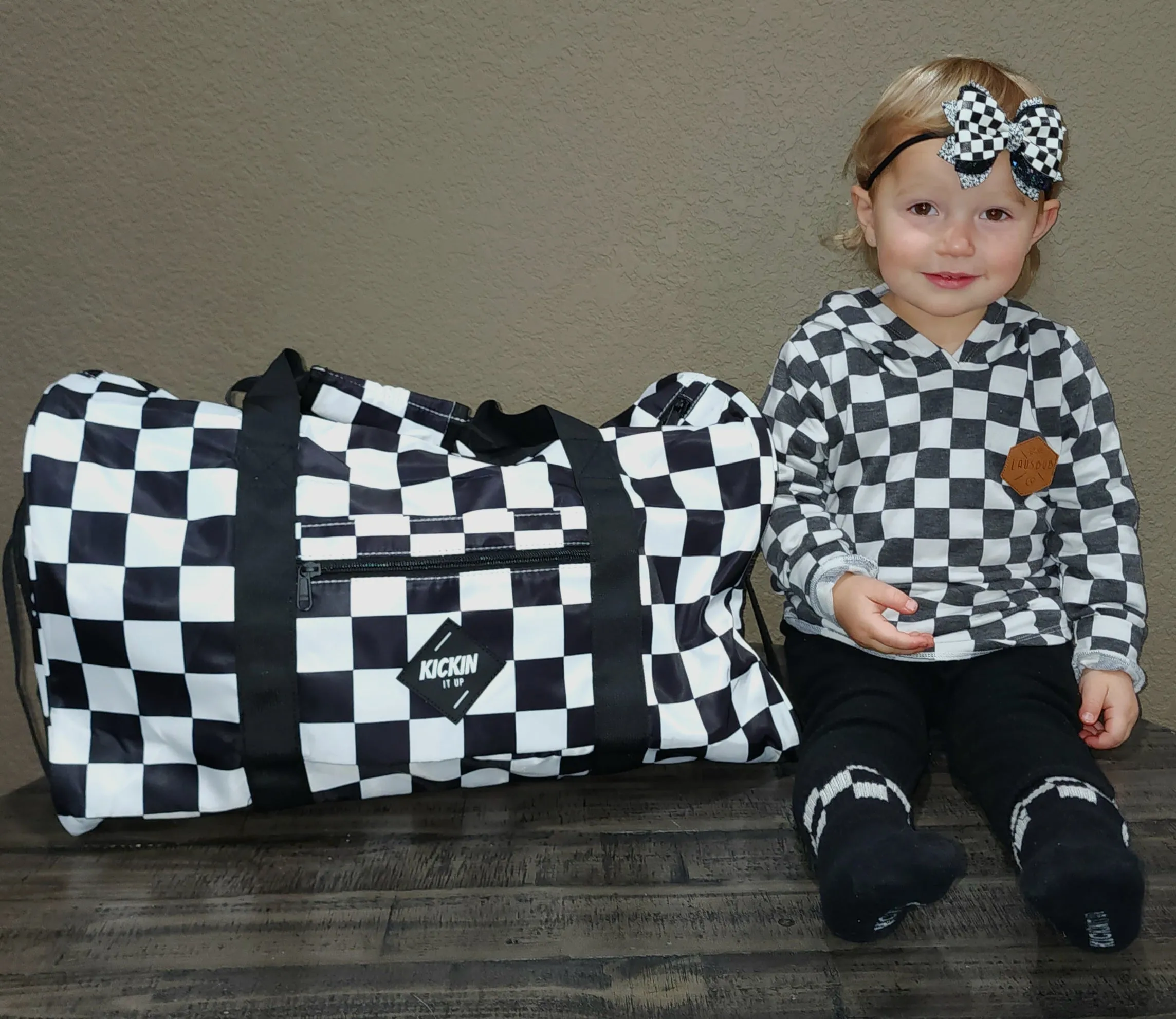 Black Checkered Weekender Bag