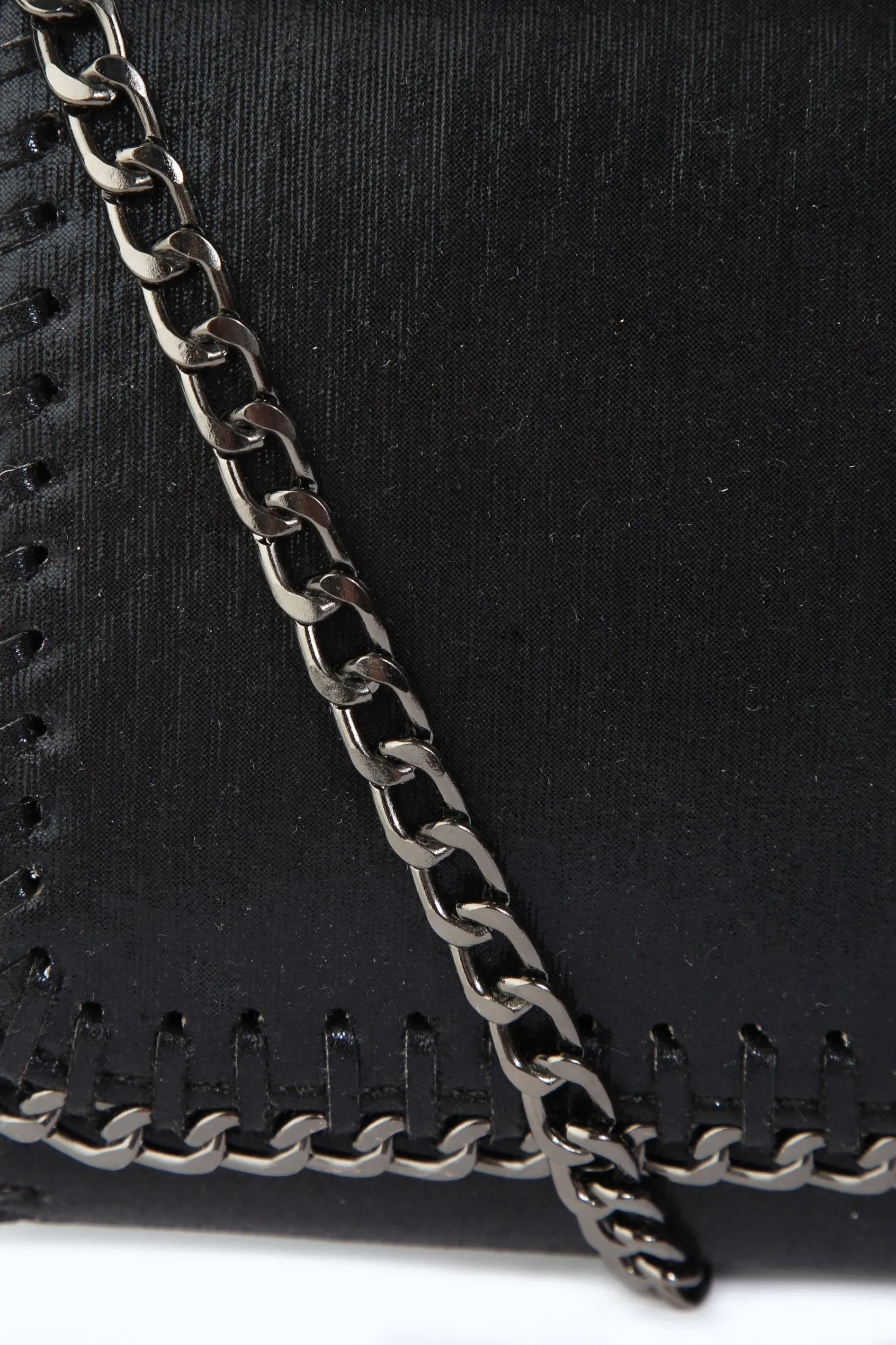 Black Stitched Chain Clutch Bag