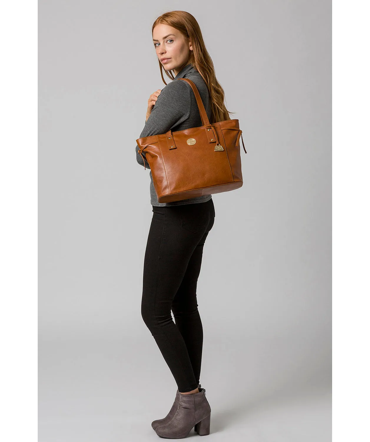 'Calista' Hazelnut Leather Tote Bag