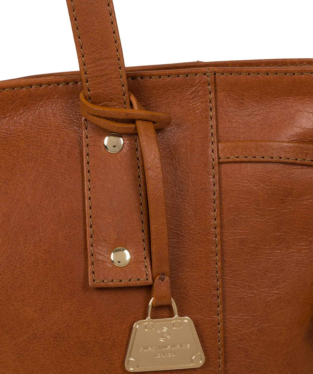 'Calista' Hazelnut Leather Tote Bag