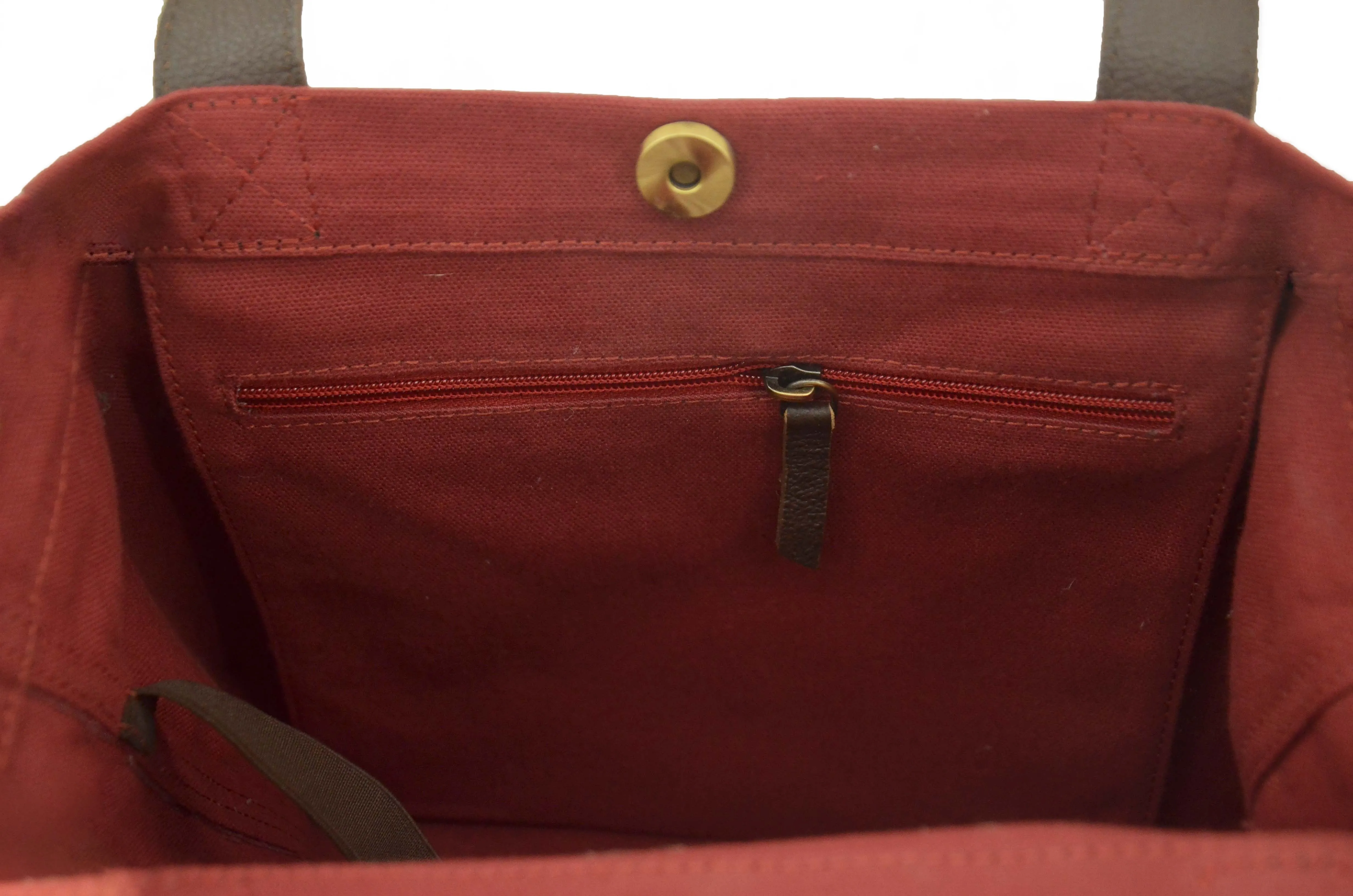 Canvas Tote Bag with Leather Handles