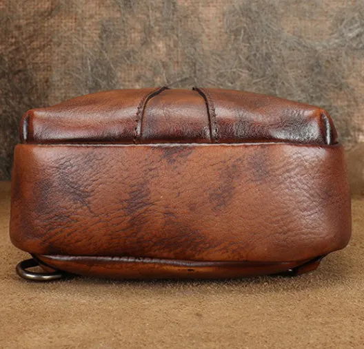 Classic Womens Brown Leather Sling Bag Chest Bag For Women
