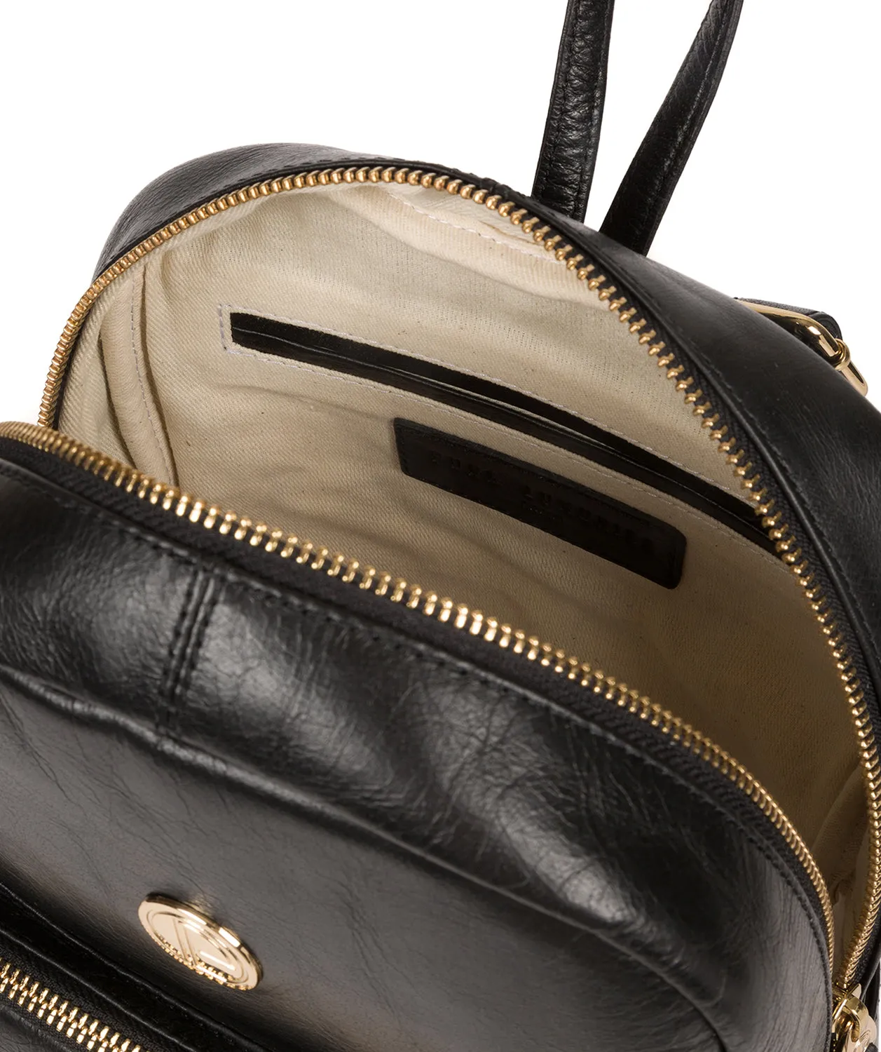 'Cora' Jet Black Leather Backpack