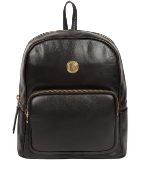 'Cora' Jet Black Leather Backpack