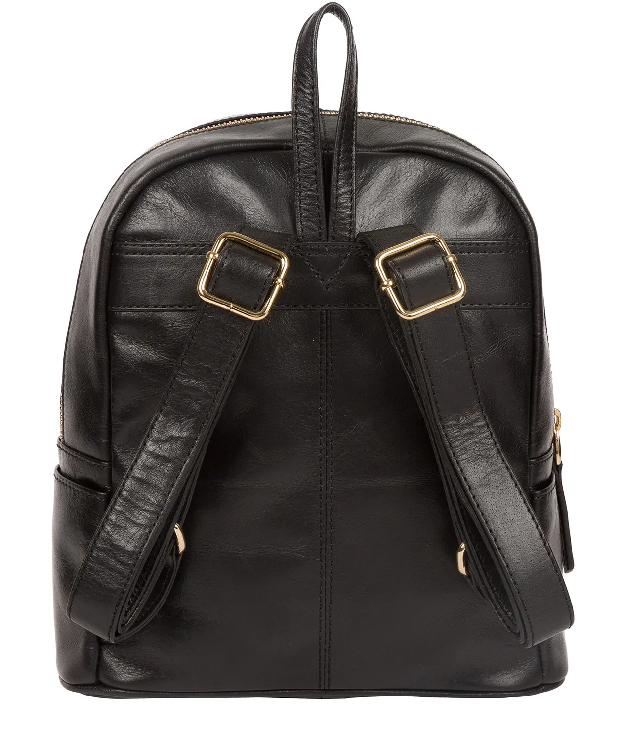 'Cora' Jet Black Leather Backpack