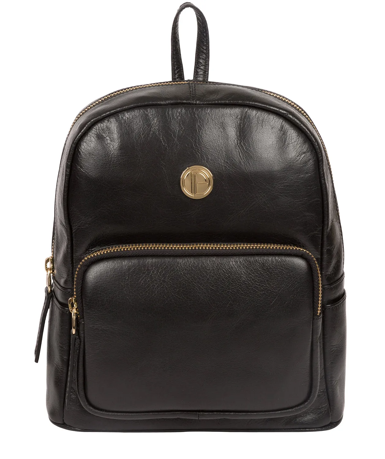 'Cora' Jet Black Leather Backpack
