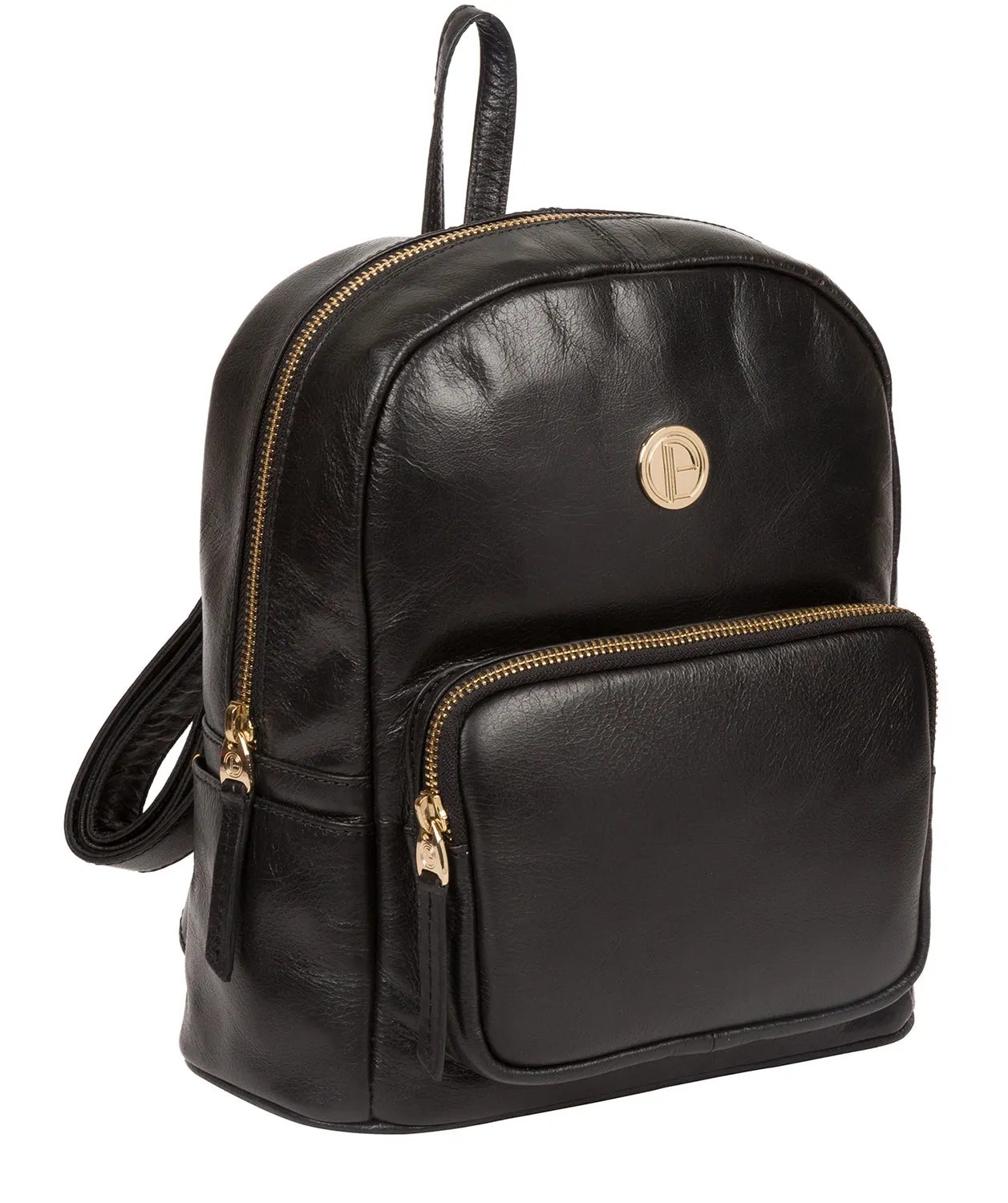 'Cora' Jet Black Leather Backpack