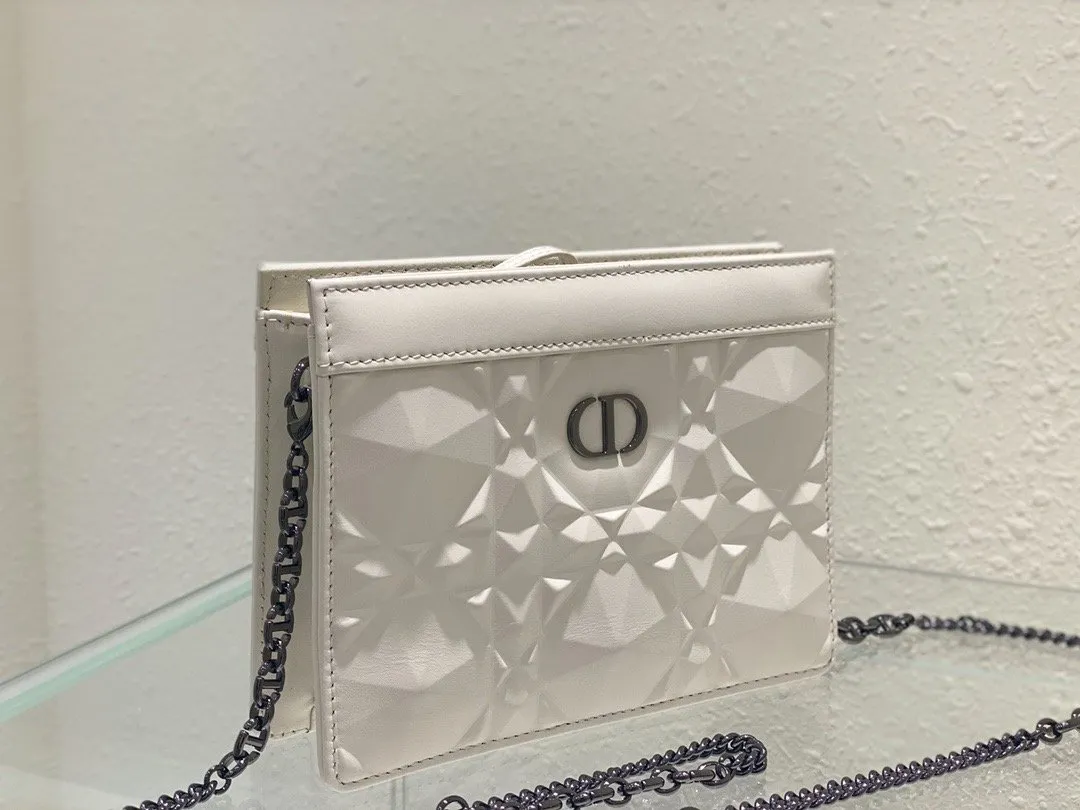 DI Caro Zipped Pouch With Chain White, For Women, Women’s Handbags 7.5in/19cm CD