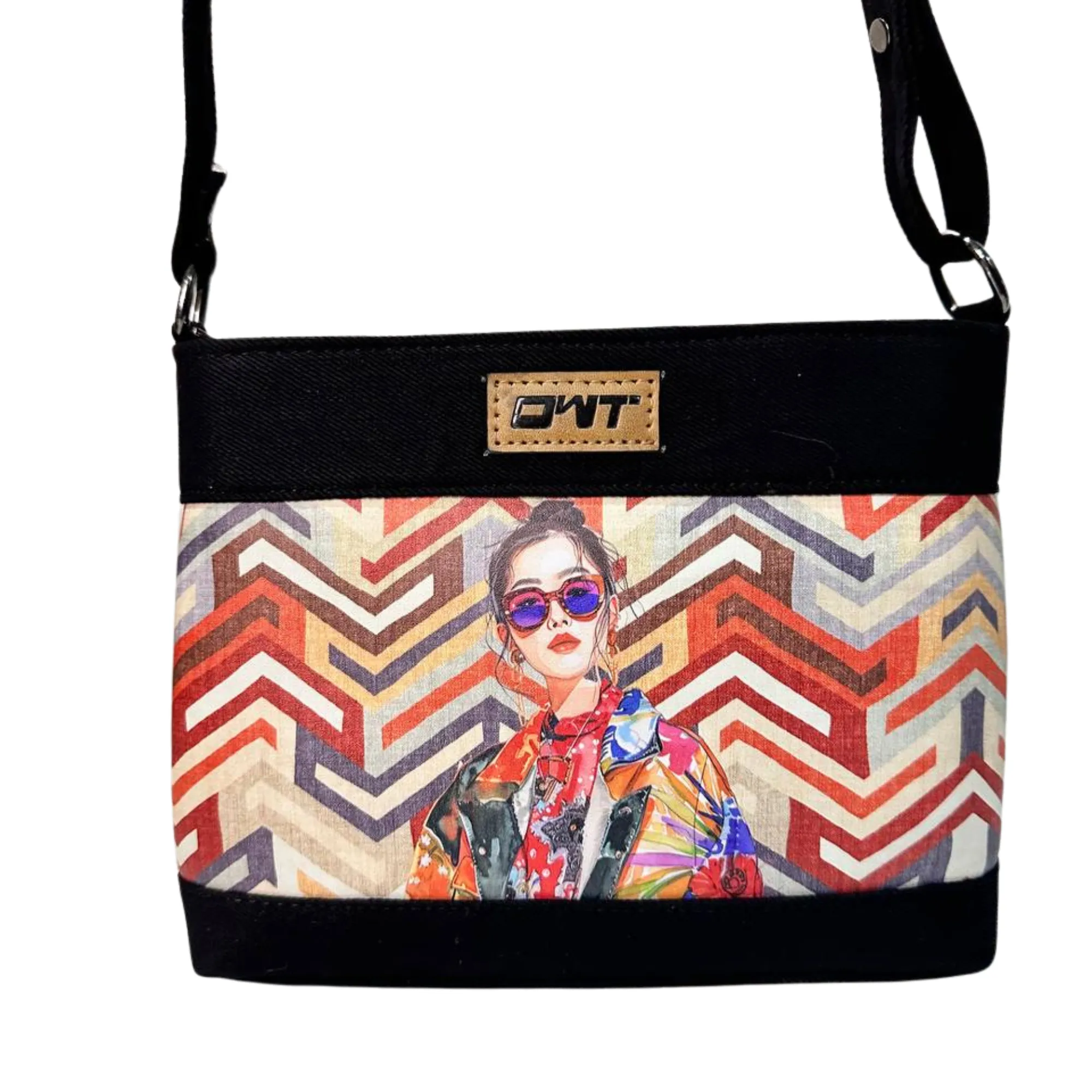 DURABLE BLACK DENIM SLING BAG -A2