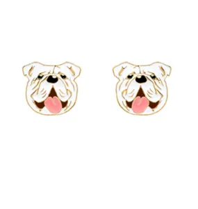 Epoxy Bulldog Face Stud Earrings