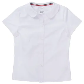 French Toast Girls School Uniform Short Sleeve Peter Pan Collar Blouse - White - SE9383