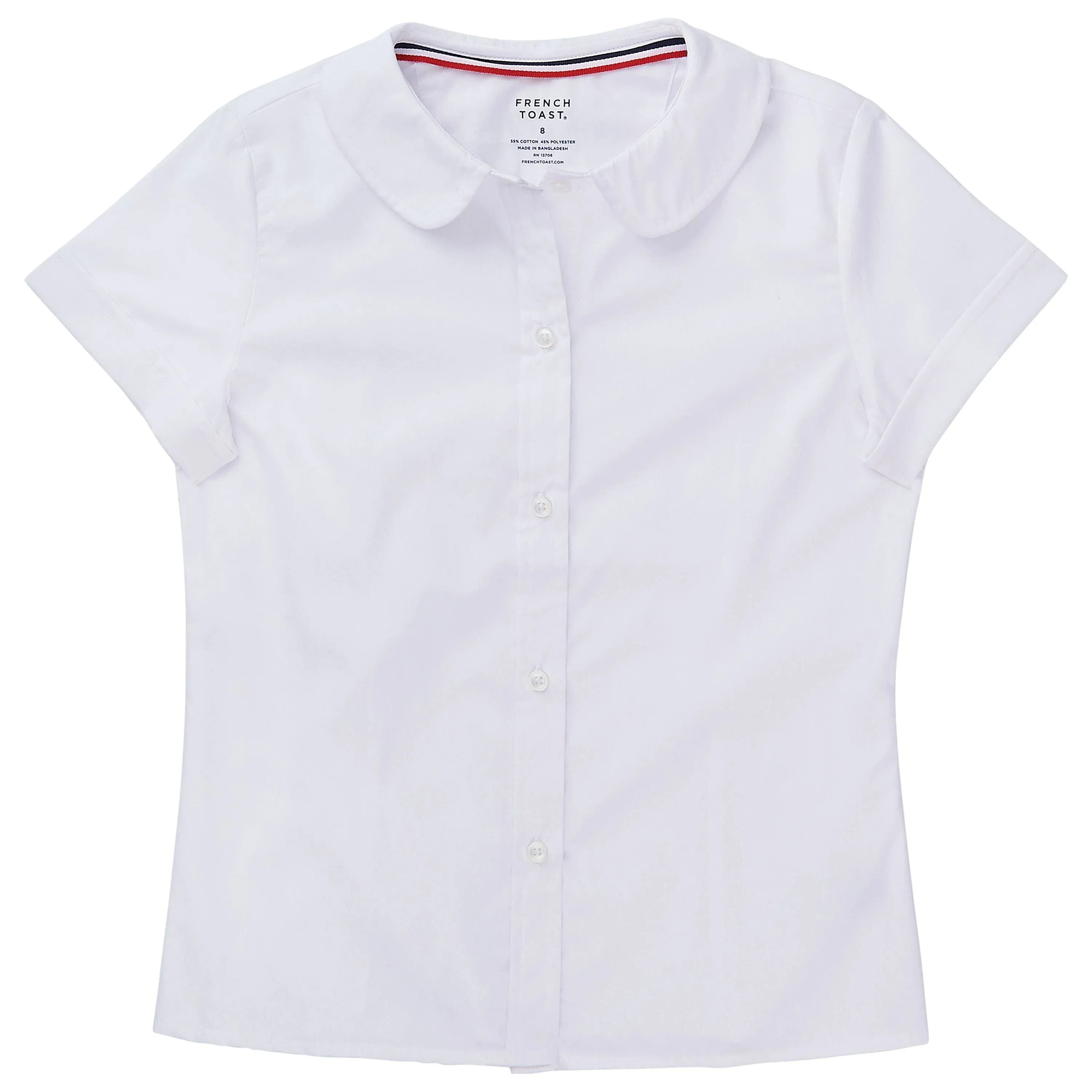 French Toast Girls School Uniform Short Sleeve Peter Pan Collar Blouse - White - SE9383