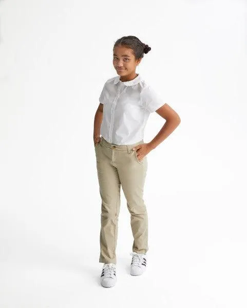French Toast Girls School Uniform Short Sleeve Peter Pan Collar Blouse - White - SE9383