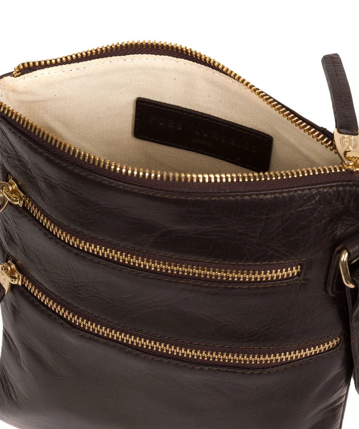 'Gardenia' Dark Brown Leather Cross Body Bag