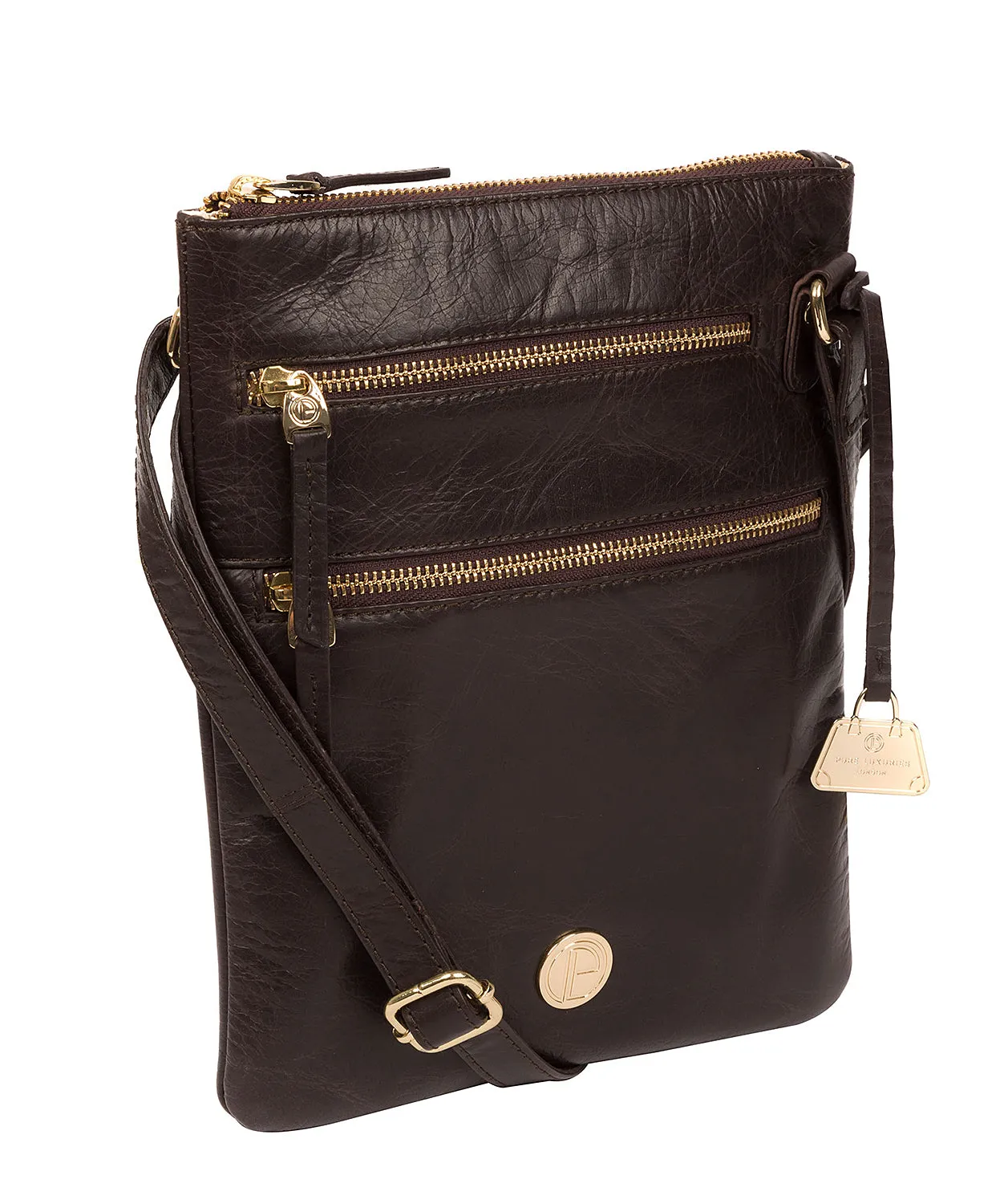 'Gardenia' Dark Brown Leather Cross Body Bag
