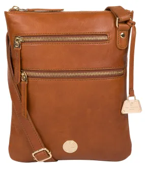 'Gardenia' Hazelnut Leather Cross Body Bag