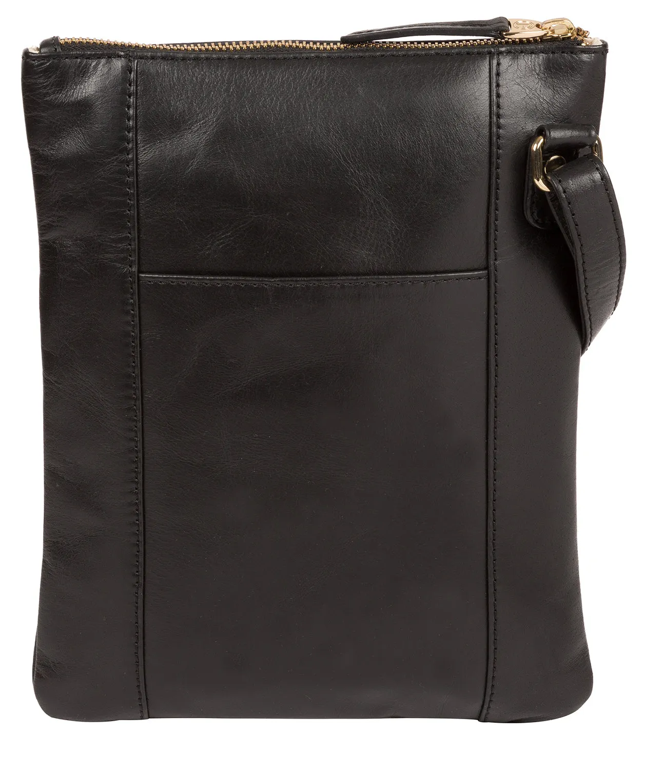 'Gardenia' Jet Black Leather Cross Body Bag