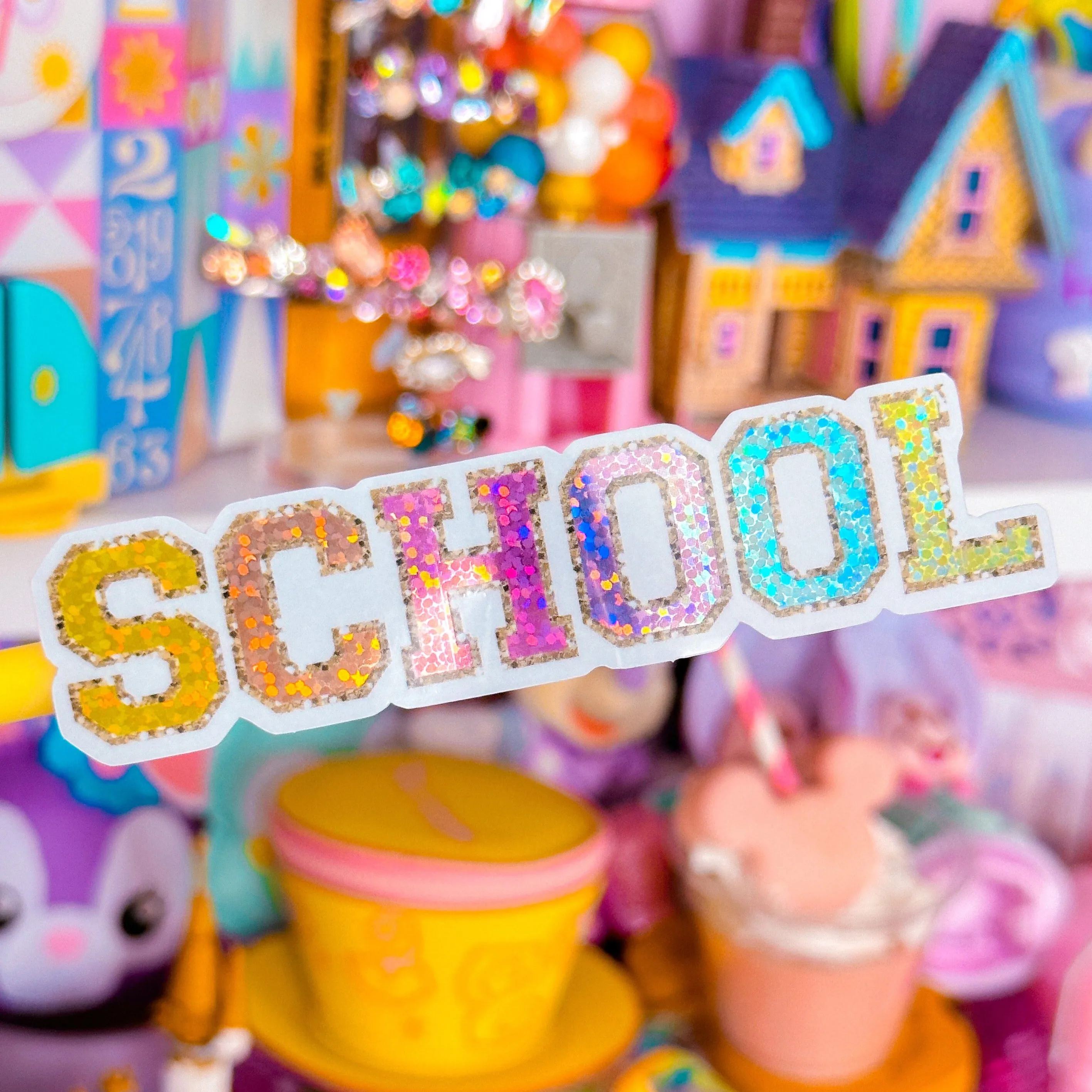 Glitter Waterproof Sticker - (Varsity Letter) SCHOOL