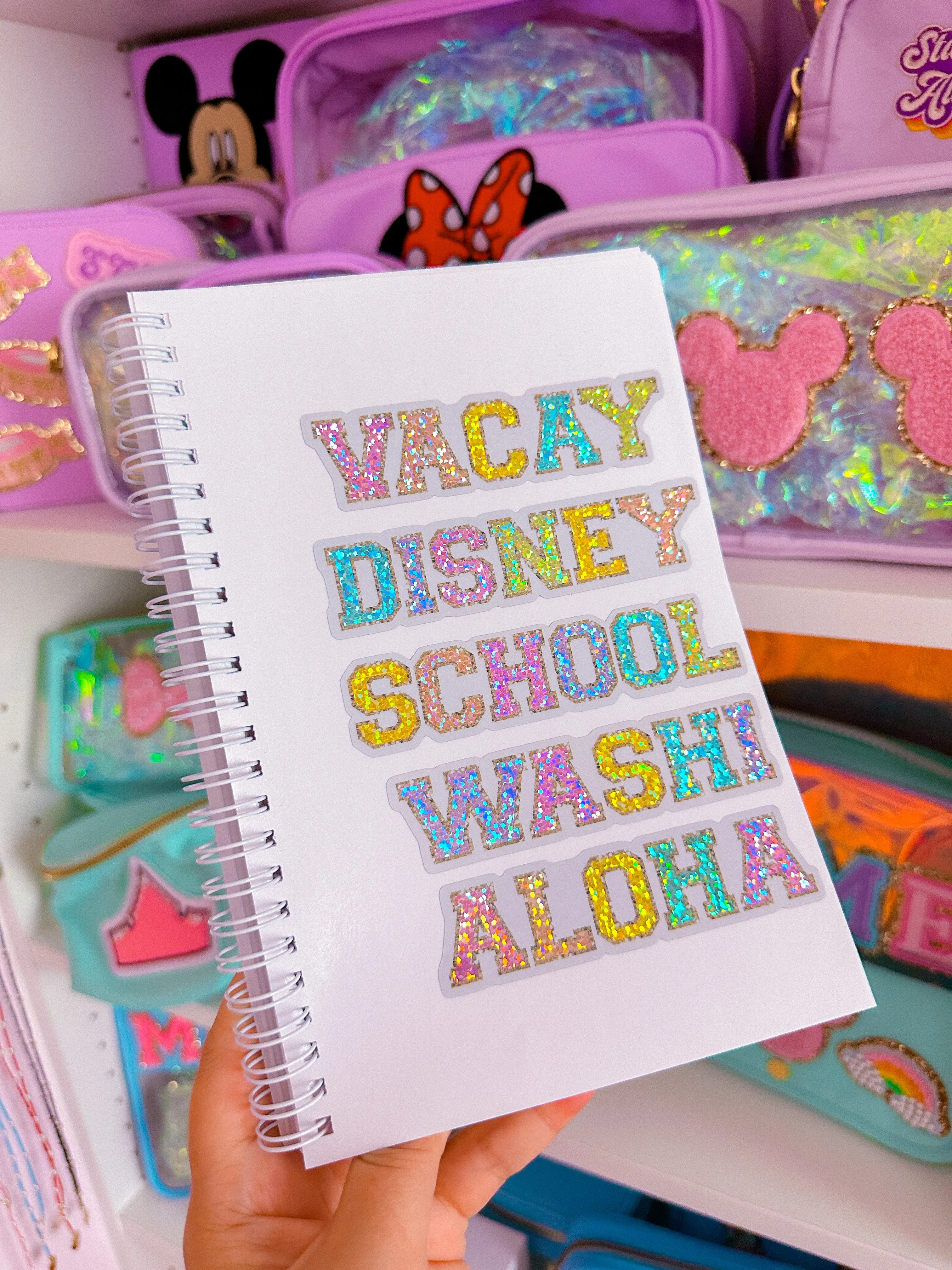 Glitter Waterproof Sticker - (Varsity Letter) SCHOOL