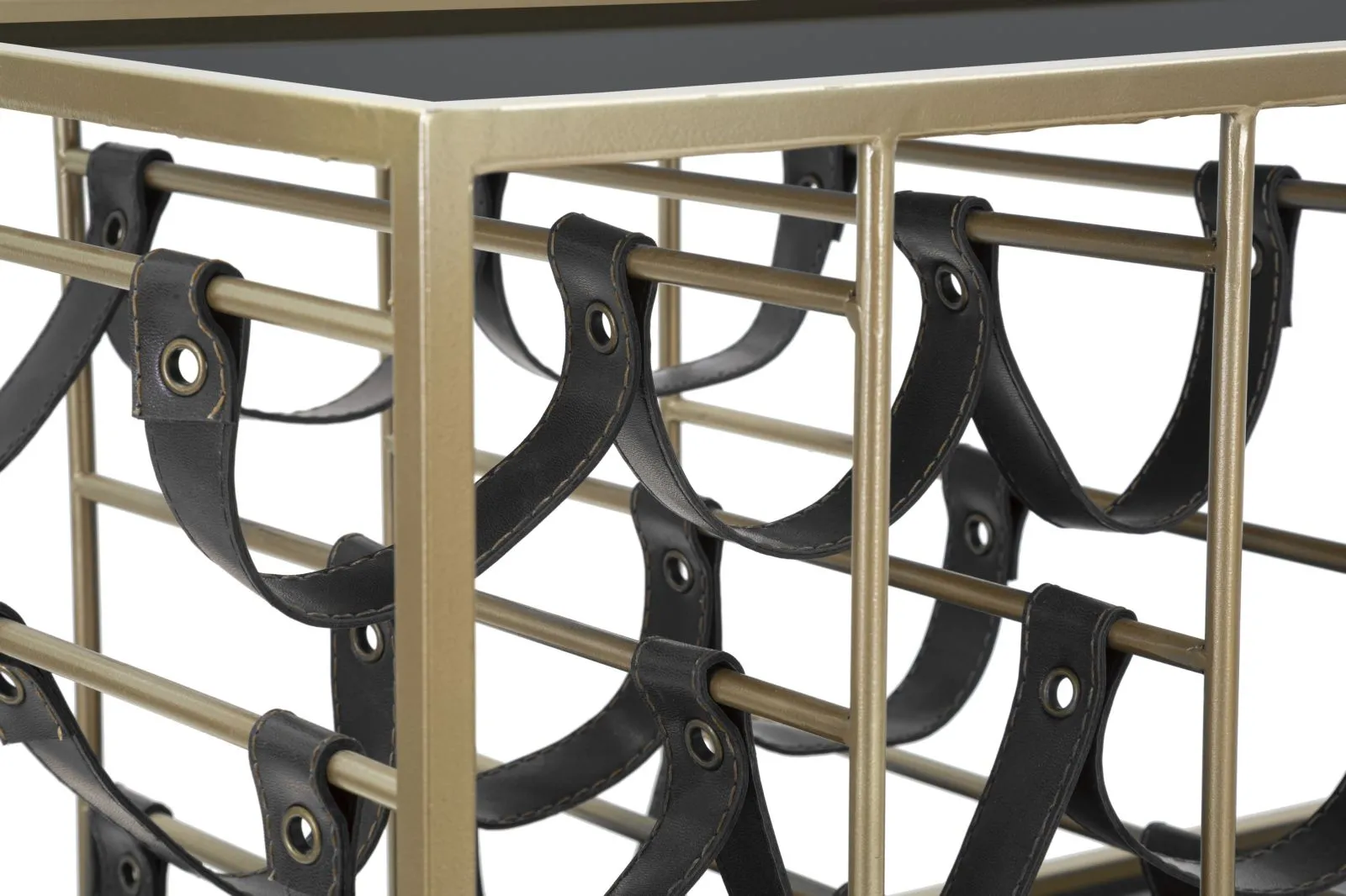 Golden Black Metal & Glass Food Trolley with Bottle Holder & Wheels