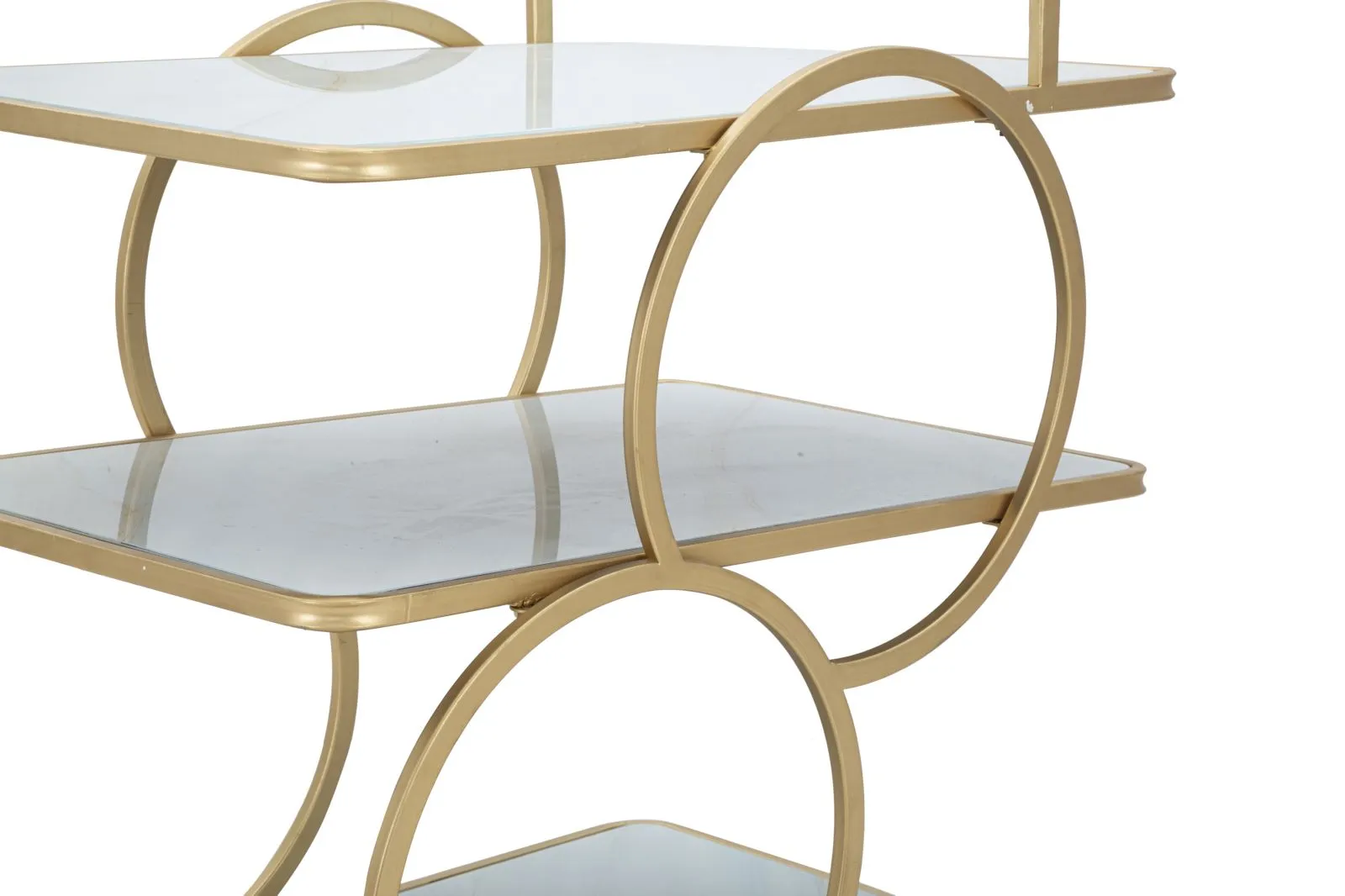 Golden Metal & Glass Food Trolley with 3 Shelves