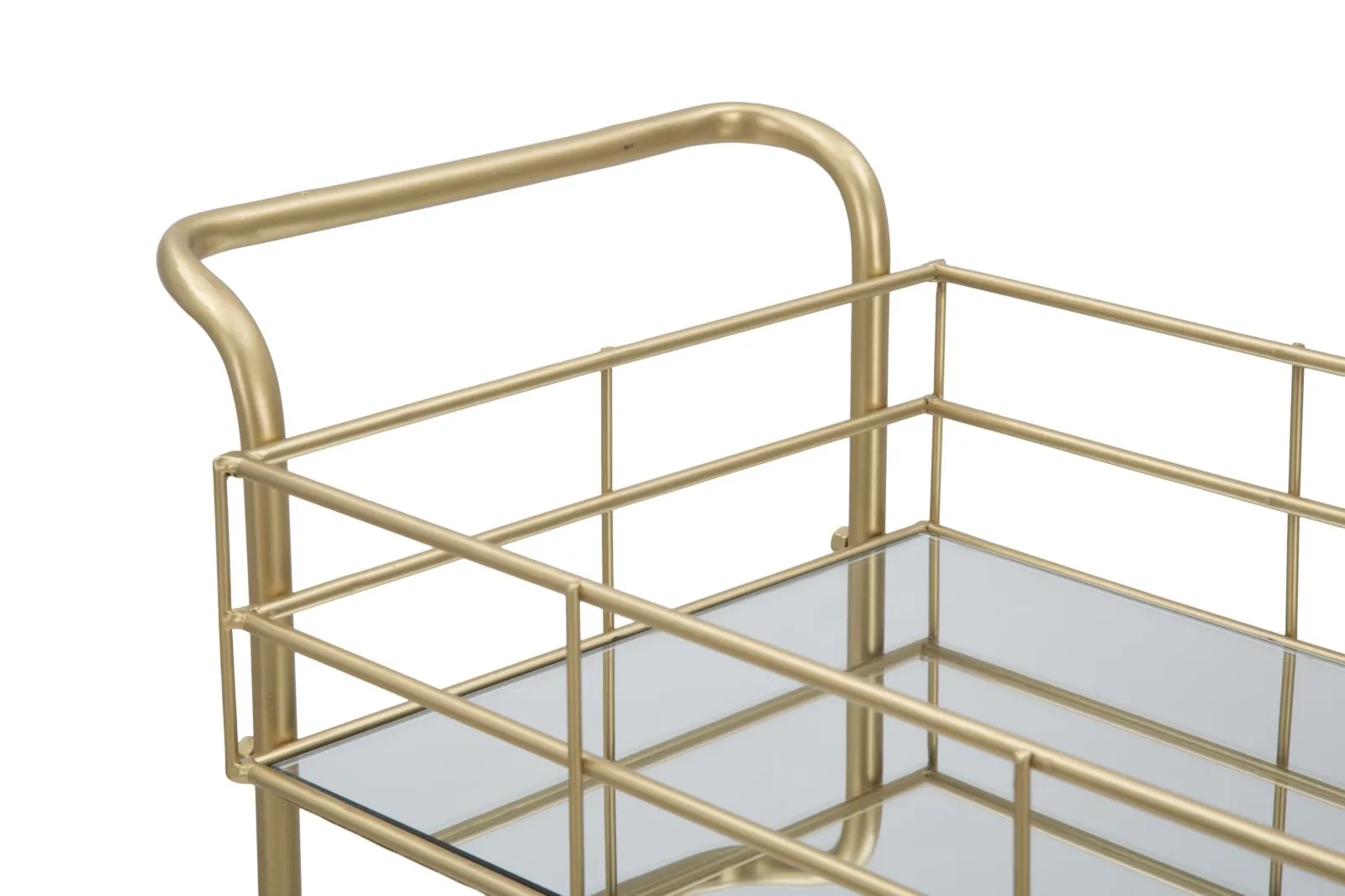 Golden Metal & Glass Square Trolley with 3 Shelves