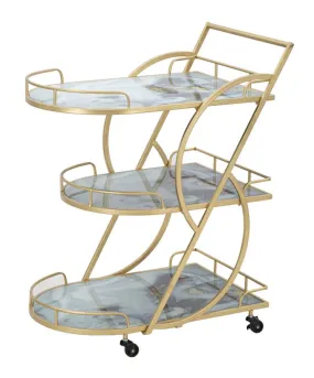 Golden Metal & Marble Food Trolley with 3 Shelves