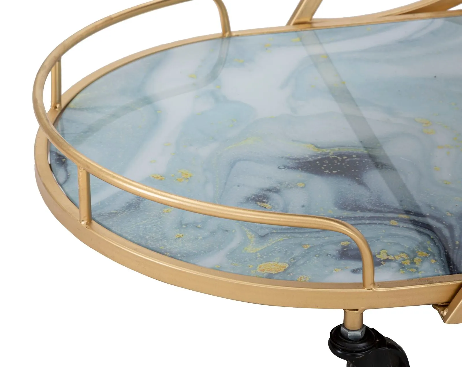 Golden Metal & Marble Food Trolley with 3 Shelves