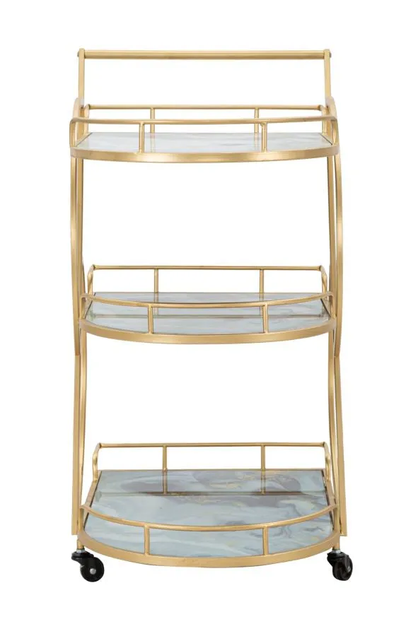 Golden Metal & Marble Food Trolley with 3 Shelves