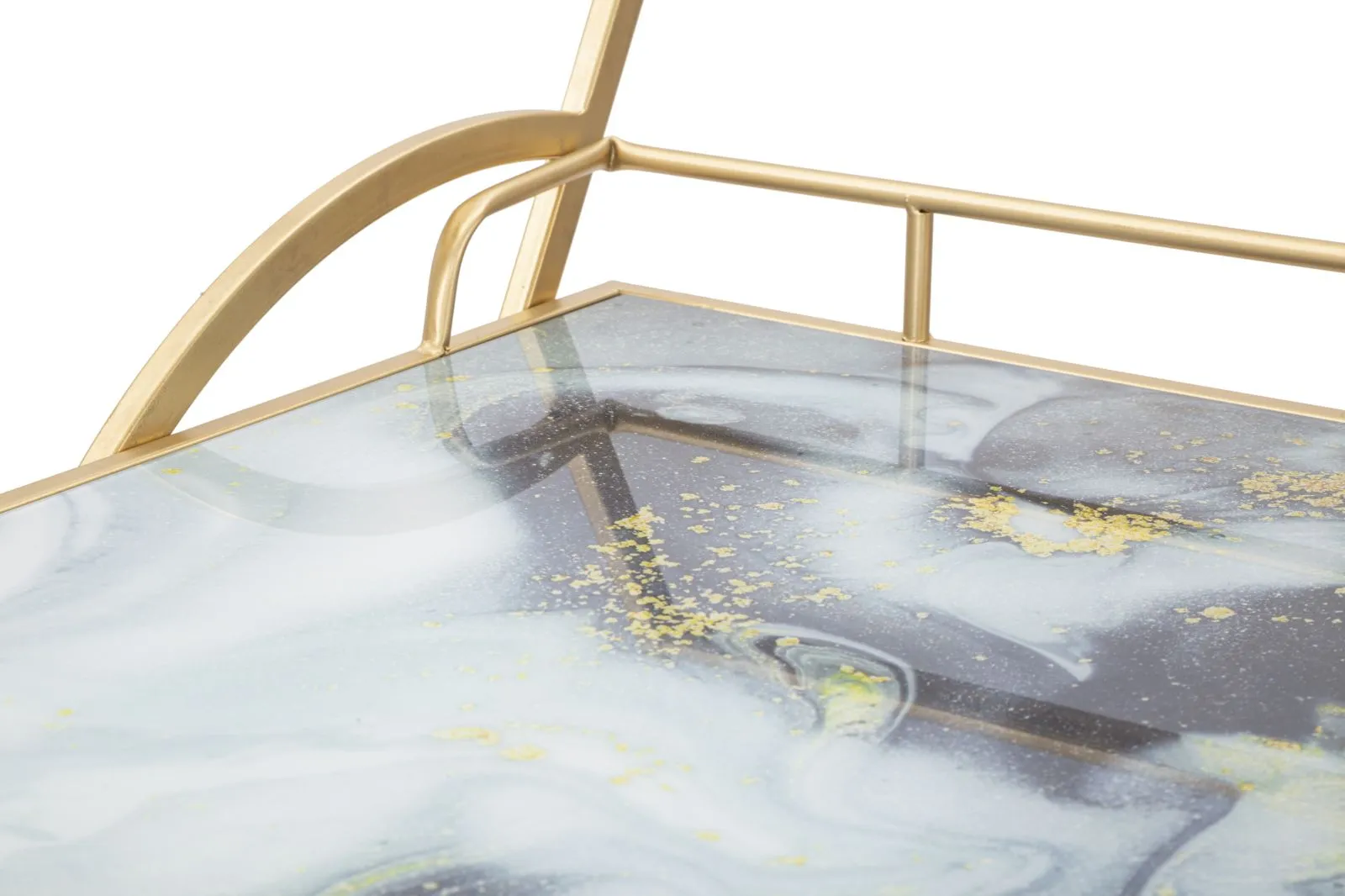Golden Metal & Marble Food Trolley with 3 Shelves