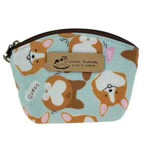 Honeydew Green Corgi Momo Shell Keychain Coin Purse