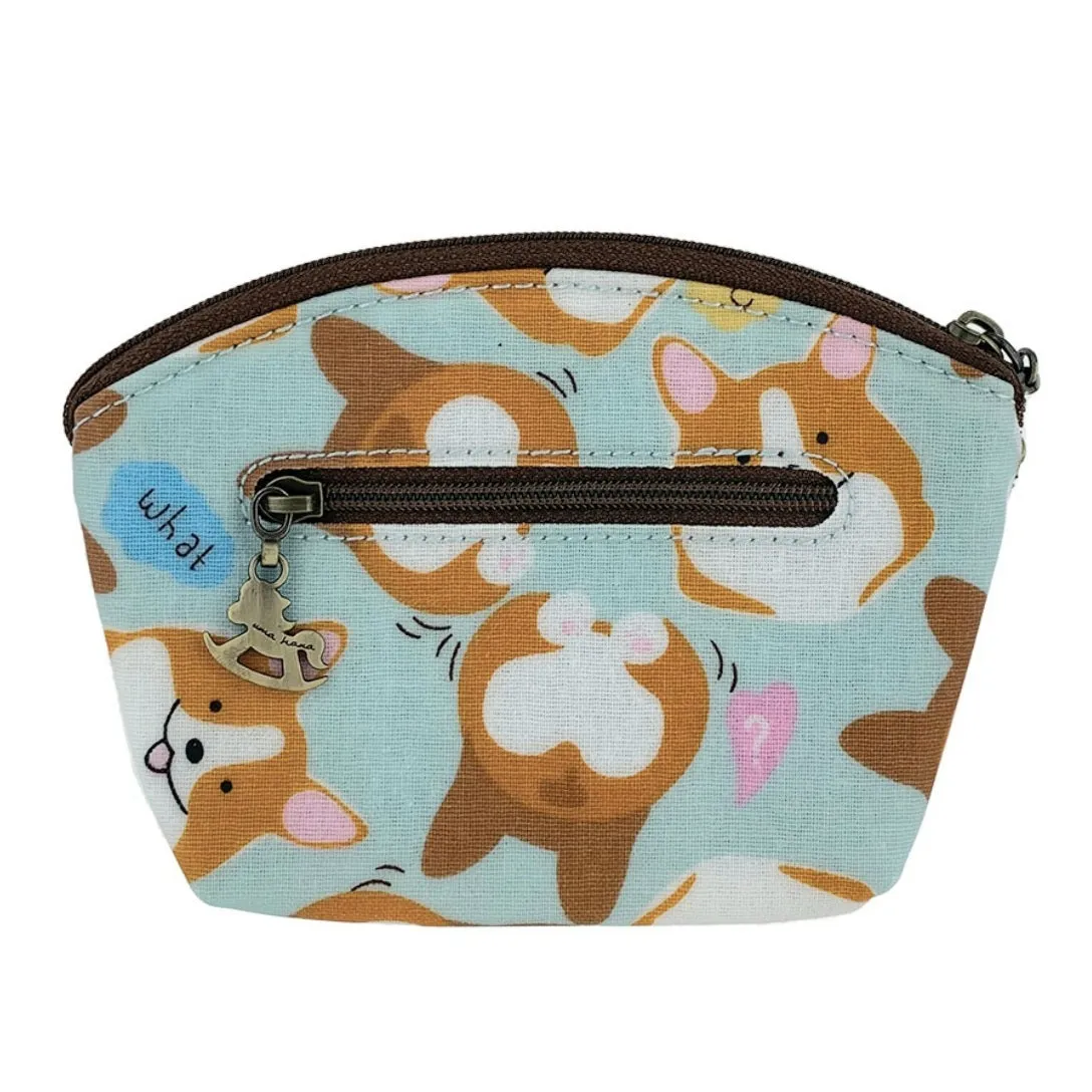 Honeydew Green Corgi Momo Shell Keychain Coin Purse