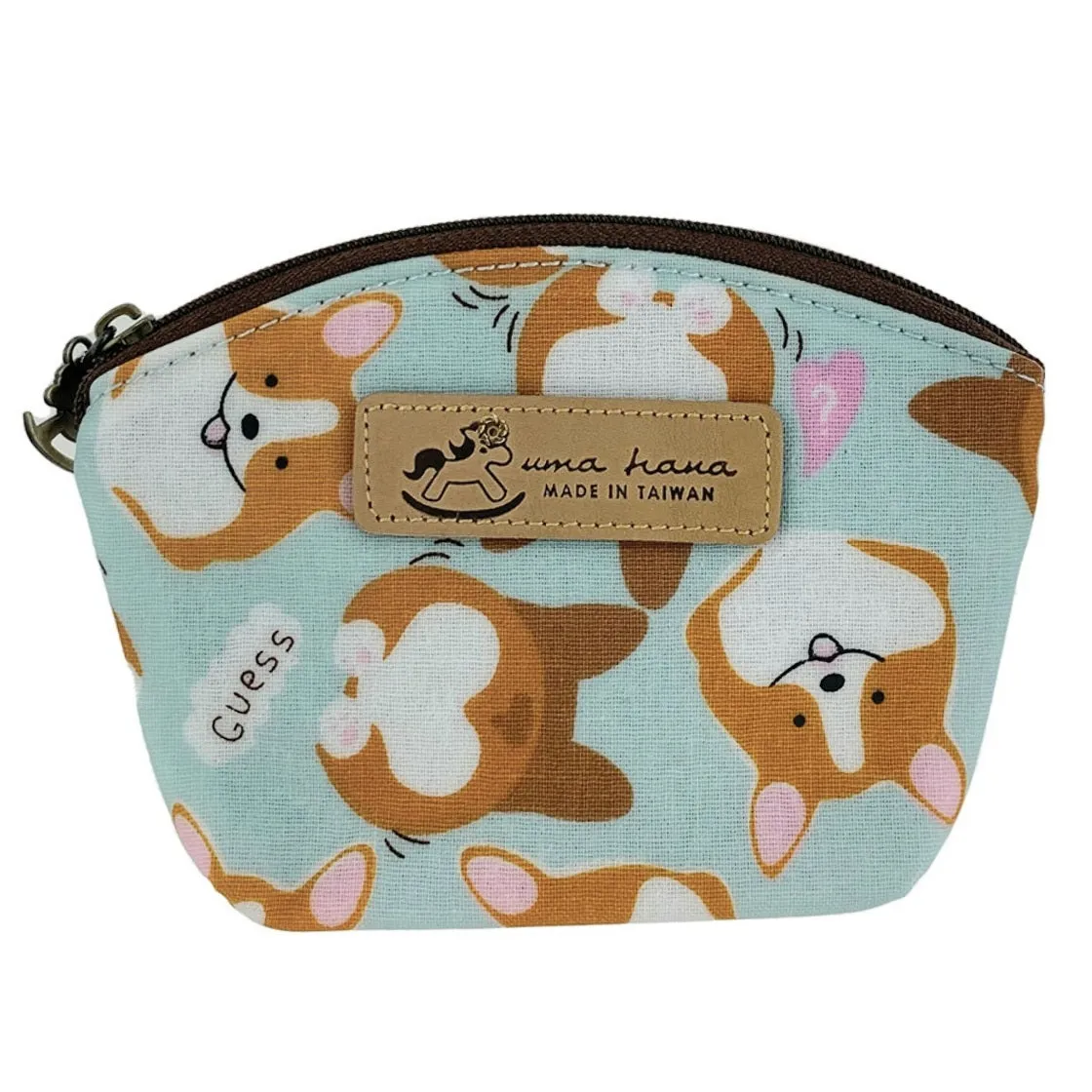 Honeydew Green Corgi Momo Shell Keychain Coin Purse