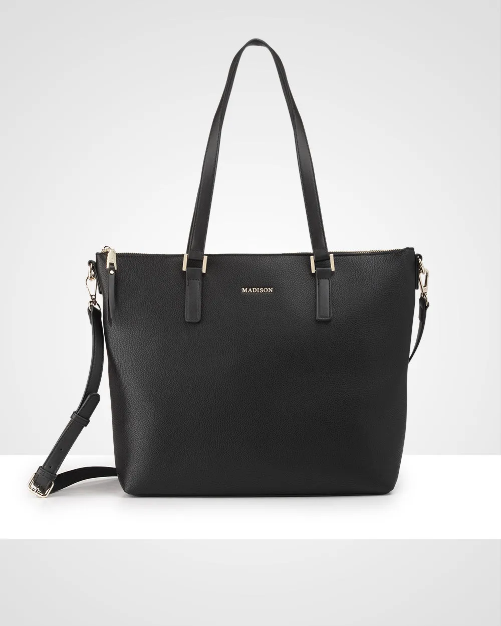 Inga Large Zip Top Tote Bag with Laptop Pocket   Metallic Stripe Bag Strap