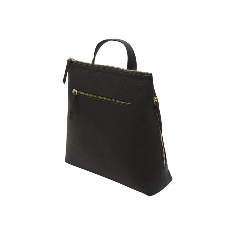 Leather 13" Laptop Backpack - Black Pebble Grain