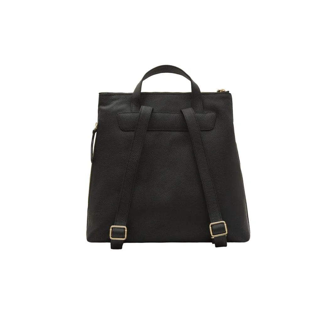 Leather 13" Laptop Backpack - Black Pebble Grain