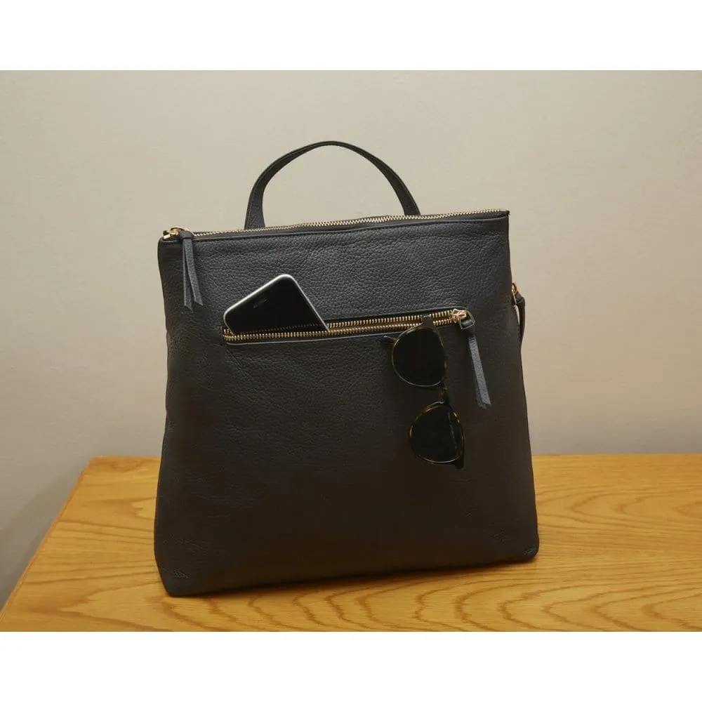 Leather 13" Laptop Backpack - Black Pebble Grain