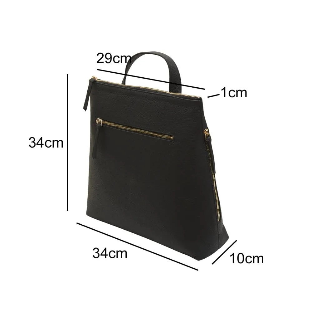 Leather 13" Laptop Backpack - Black Pebble Grain