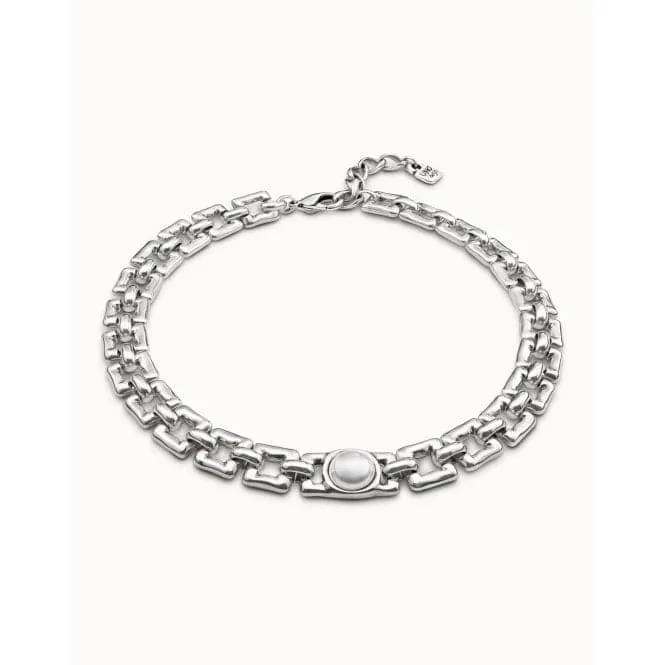 Linda White Metal Pearl Shell Necklace
