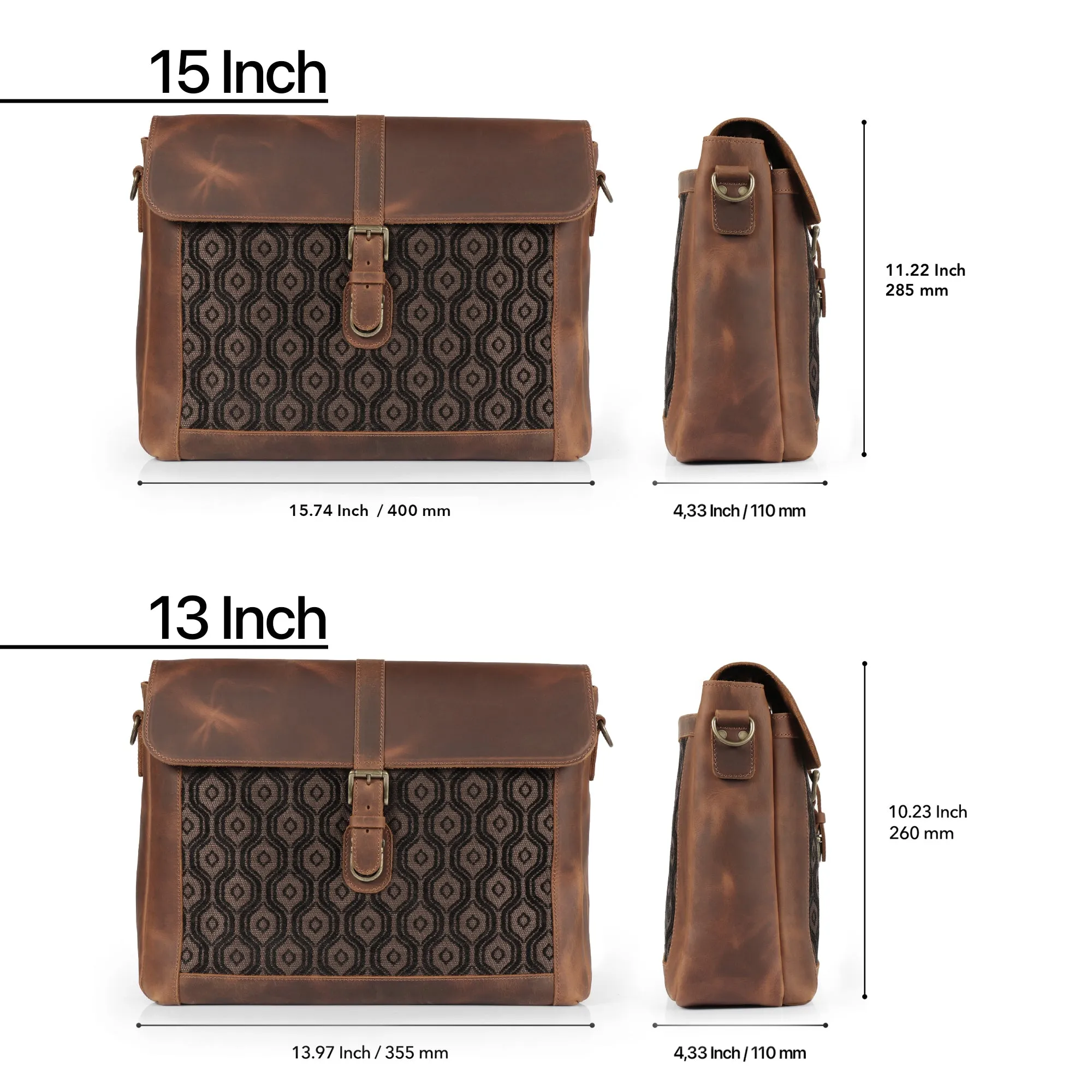Londo Zion Personalized Real Leather Messenger Bag, MacBook Pro 16, 15 inch - 14, 13 inch Leather Sleeve, Laptop Bag with Unique Design, Unisex Travel Bag