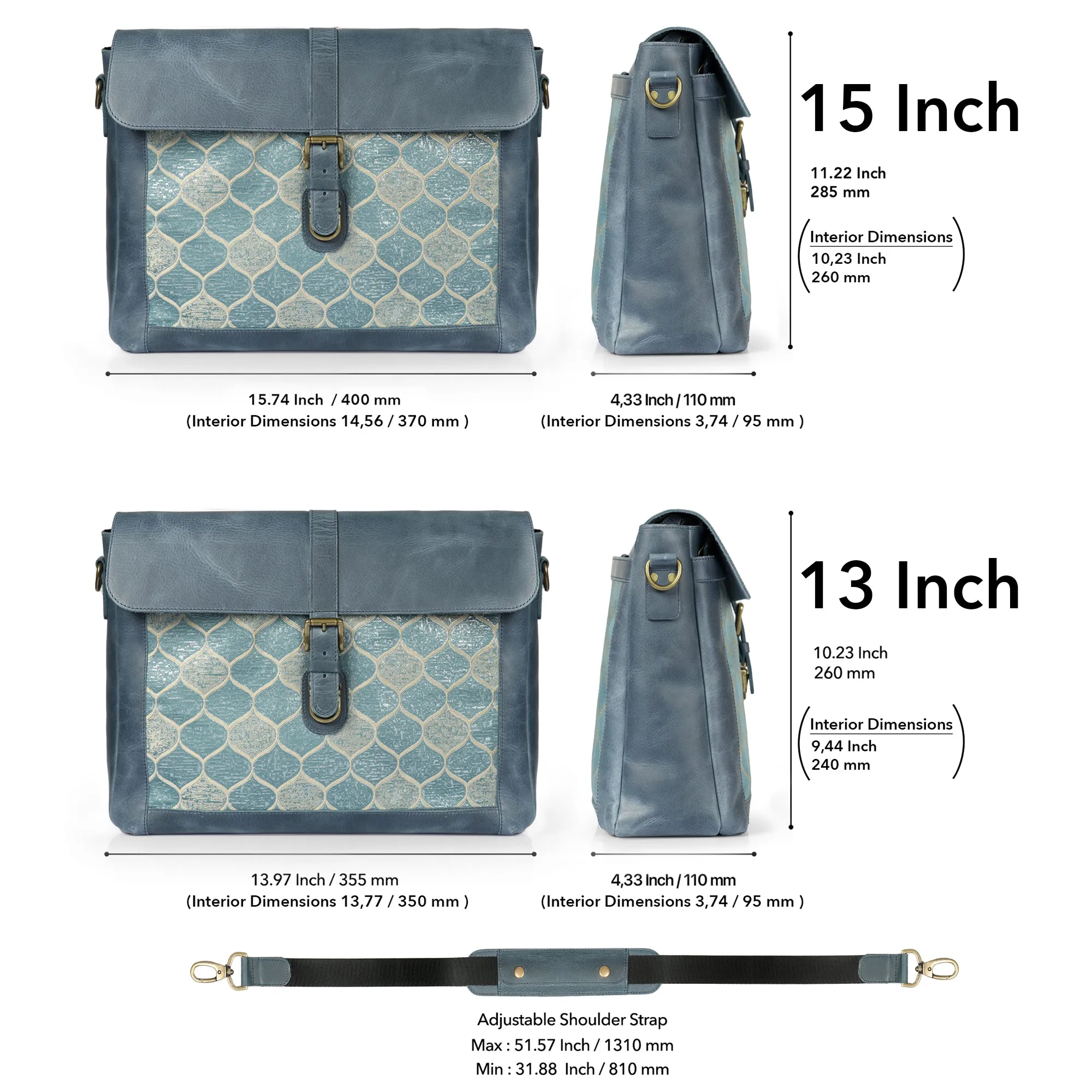 Londo Zion Personalized Real Leather Messenger Bag, MacBook Pro 16, 15 inch - 14, 13 inch Leather Sleeve, Laptop Bag with Unique Design, Unisex Travel Bag