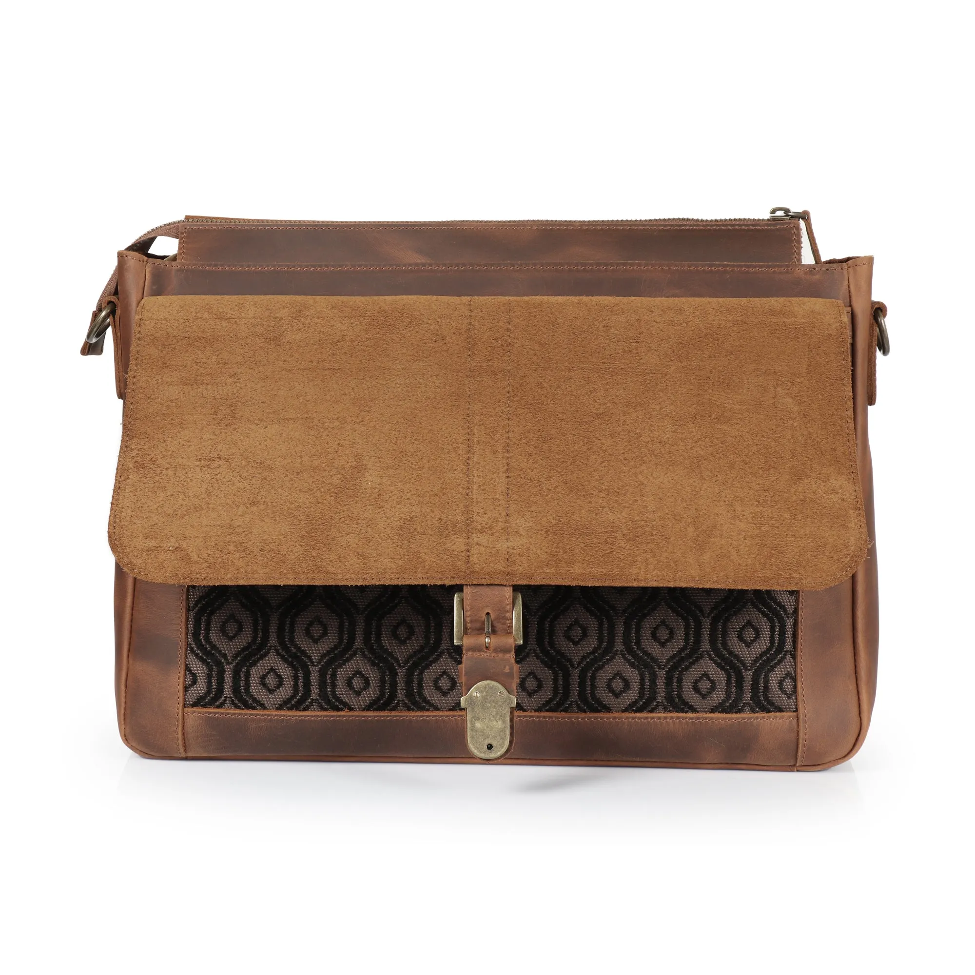 Londo Zion Personalized Real Leather Messenger Bag, MacBook Pro 16, 15 inch - 14, 13 inch Leather Sleeve, Laptop Bag with Unique Design, Unisex Travel Bag