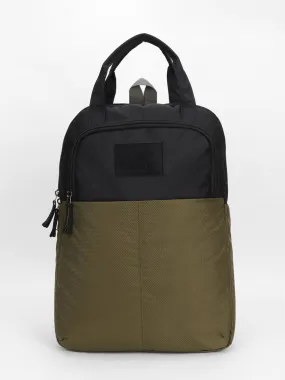 Men's Black & Olive Water Repellent Travel Backpack with adjustable shoulder strap
