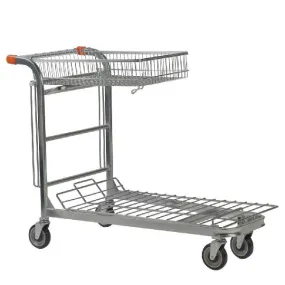 Nestable Stock Trolley with Folding Basket   500KG Load Capacity
