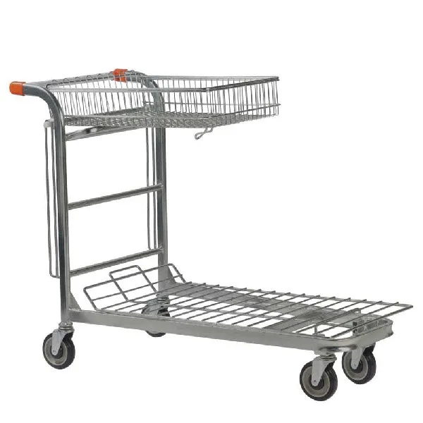 Nestable Stock Trolley with Folding Basket   500KG Load Capacity
