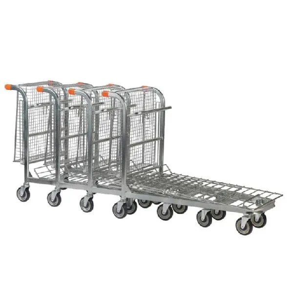 Nestable Stock Trolley with Folding Basket   500KG Load Capacity
