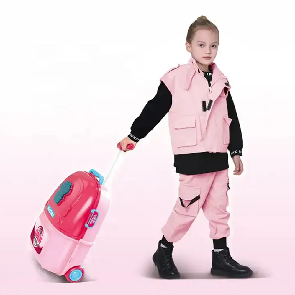 (Net) Kids' Electronic Trolley Bag Kitchen Pretend Play Set
