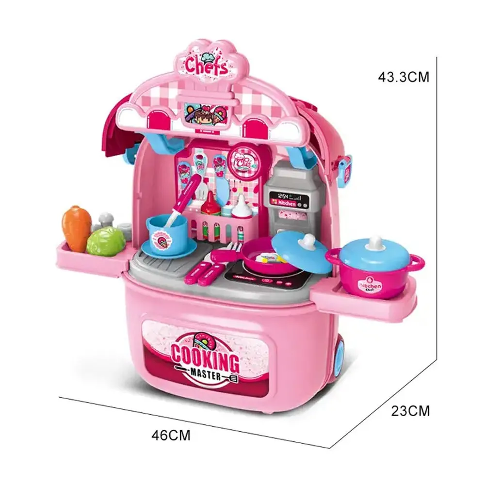 (Net) Kids' Electronic Trolley Bag Kitchen Pretend Play Set