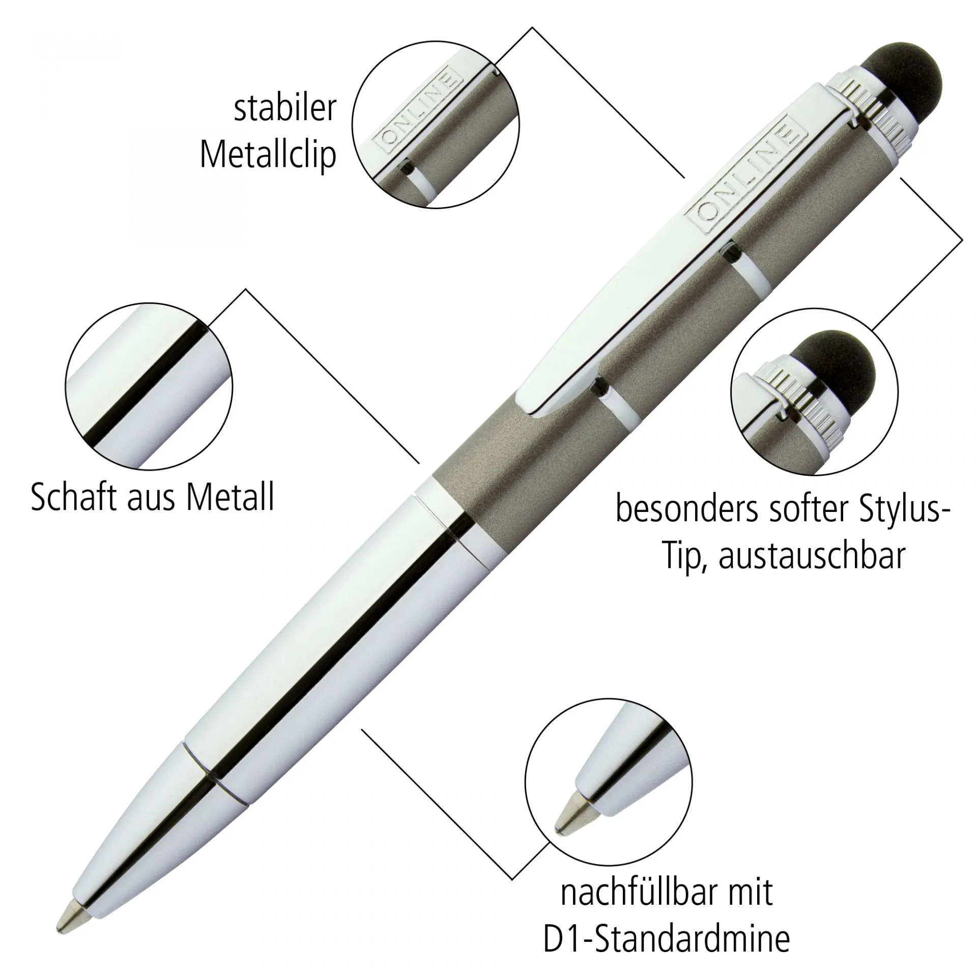 Online Piccolo Ballpoint Pen - Pastel Purple (Mini Sized with Stylus)